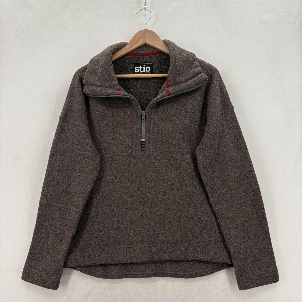 Stio Turpin Fleece Half Zip Womens Medium Brown Fleece 1/4 Zip Mock Neck Hiking